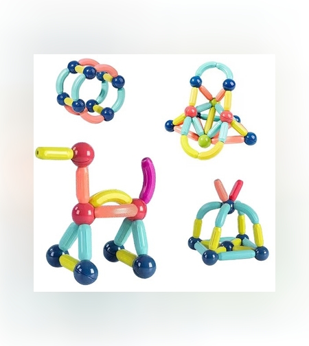 Set 42 de Piese Magnetice de Constructie, Flippy, Puzzle, Forme, 3 Ani, ABS, Magnet, 20x6.5x18 cm, Multicolor