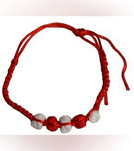 Bratara Handmade Jolie Alb-Rosu