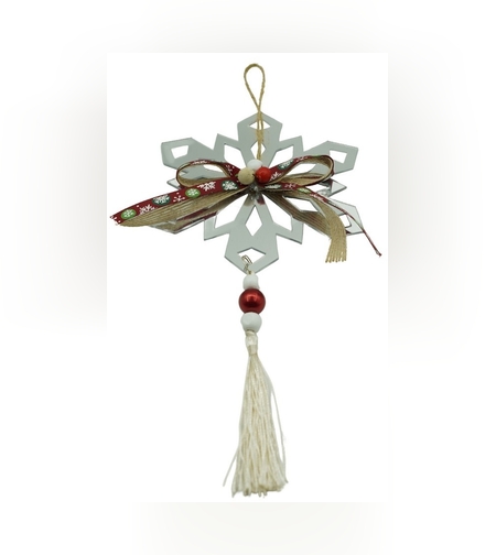 Ornament brad, Flippy, Fulg de nea, Argintiu, Lucios, 14*26CM, Acril, Interior/ Exterior