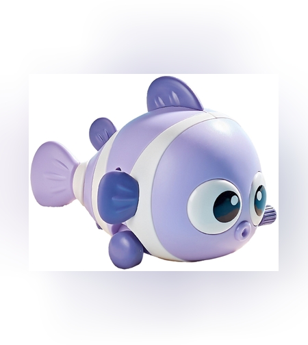 Jucarie mecanica pentru copii Flippy, pestisor haios, cu cheita, distractiv, se taraste, se misca, 11 x 9 x 7.5 cm cm, mov