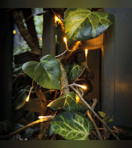 Instalatie de Craciun cu Baterii Tip Liniar, 2 jocuri de lumini, Fir Transparent 1 m 10 LED -uri, Alb Cald