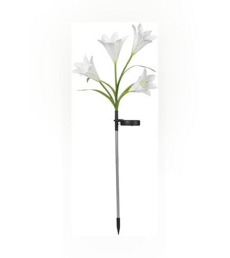Lumina solara LED tip Crin cu 4 flori, inaltime 80 cm, pentru gradina, Flippy