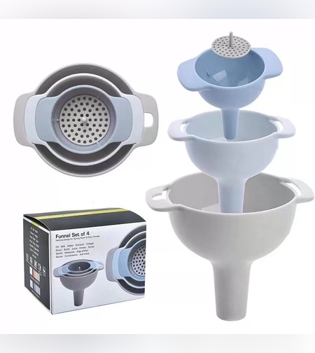 Set de Palnii Multifunctionale + Filtru, Flippy, 4 in 1, din Plastic, 11 x 10 cm, Albastru