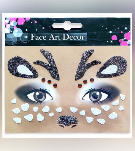 Sticker Temporar pentru Fata, Flippy, pentru Machiaj, Face Art, Halloween, Teatru, Model Caprioara, Maro