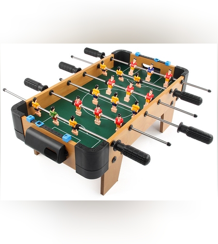 Masa de fotbal cu teren si 18 jucatori Flippy, 6 manere, cu tablou pentru scor, din metal, lemn si ABS, 51 x 44 x 17.5 cm, cu picioare, pentru copii/adulti