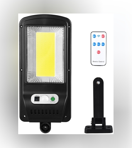 Lampa Solara De Exterior LED Flippy, 36 cm x 11.5 cm, 2400Lumeni 100 COB LED 20 W - echivalent 160 W bec incadescent, IP65, Senzor de Miscare, Senzor de Lumina, 1 Grila, Alb Rece