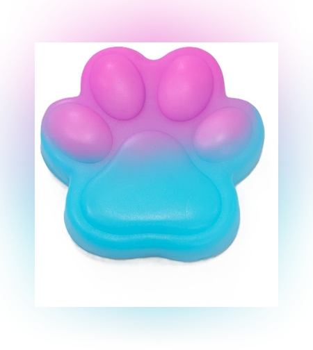 Jucarie Antistres Squishy, Flippy, cu Revenire Lenta, Labuta de Pisica Pufoasa, 7.5 cm, Ambalaj Transparent, Model 270512, Albastru/Roz