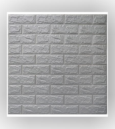 Set 10 Stickere de Perete, Flippy, Autoadezive, 70 x 77 cm, 2.5 mm Grosime, Suprafata Acoperita 5.3 mp, din PVC, Model Caramida, Argintiu