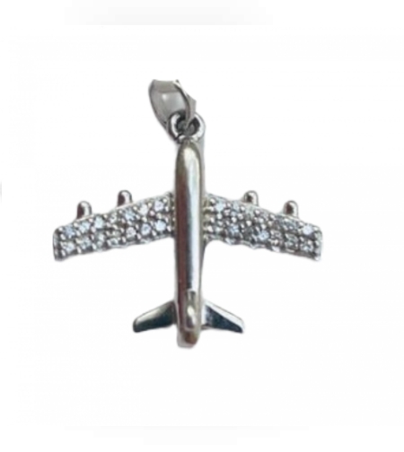 Pandantiv, Jolie Silver, Argint 925, Model Avion Cu Zirconii, 1.7 G, 2x2 Cm