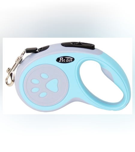 Lesa Automata Retractabila, Flippy, pentru Caini, 3m, 20 kg, ABS, Gri/Bleu, 8x12x4 cm