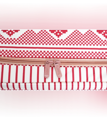 Cutie de Depozitare Pliabila, Flippy,100 L din Bumbac si In, 60X42X40 cm, Fereastra Frontala, 2 Usi de Acces cu Fermoar Bidirectional, Cadru Metalic, Suport Baza Stabil din Plastic, Motiv Traditional Model 1