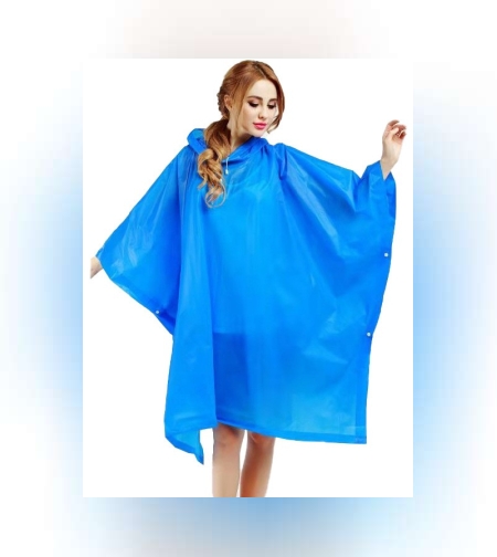 Pelerina de Ploaie, Flippy, pentru Adulti, EVA, Tip Poncho, Impermeabila, Rezistenta la Vant, Capse Laterale, 160 g, Albastru