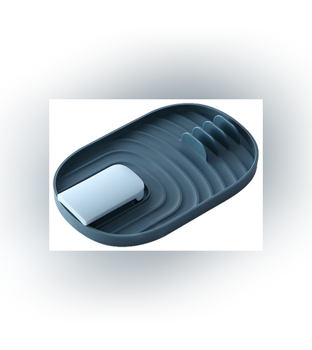 Suport Pliabil, Flippy, pentru Capace, Linguri, Multifunctional, Plasare pe Blatul de Bucatarie, 11.5 x 18 x 2.2 cm, Albastru inchis