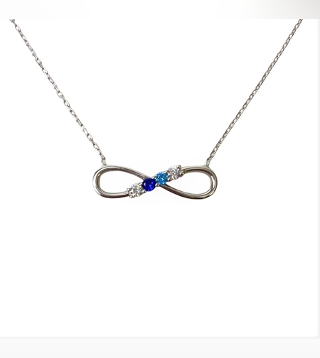 Colier Argint 925, Infinit cu Zirconii Albastre 40 cm