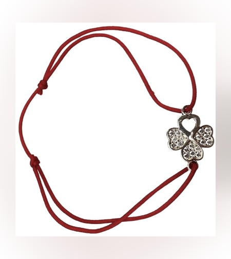 Bratara cu Nod Dublu Argint 925, Trifoi cu Zirconii