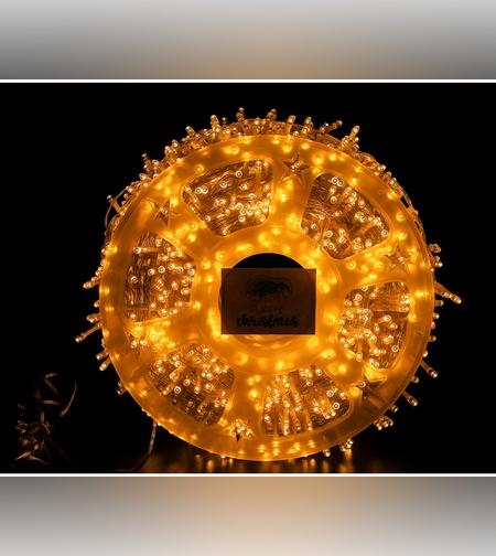 Instalatie Craciun liniara, fir transparent, cu transformator, 50m, alb cald, 2000 LED-uri, 8 jocuri de lumini, Flippy