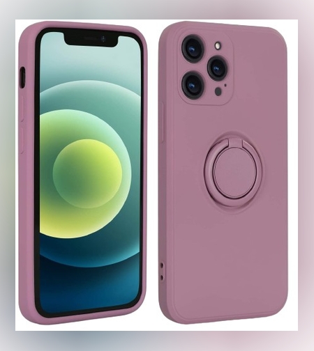 Husa protectie Flippy compatibila cu Apple iPhone XR Liquid Silicone Ring cu suport rotativ Mov