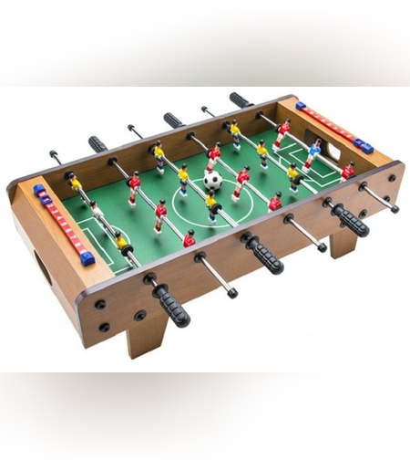 Mini Masa de Fotbal cu Teren si 18 Jucatori Flippy, 6 Manere, cu Tablou pentru Scor, din Metal, Lemn si ABS, 50 x 25 x 16 cm, cu Picioruse, pentru copii/adulti