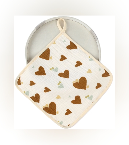 Prosop Absorbant, Flippy, din Bumbac, 25 x 25 cm, Model Inimioare, cu Agatatoare, Maro