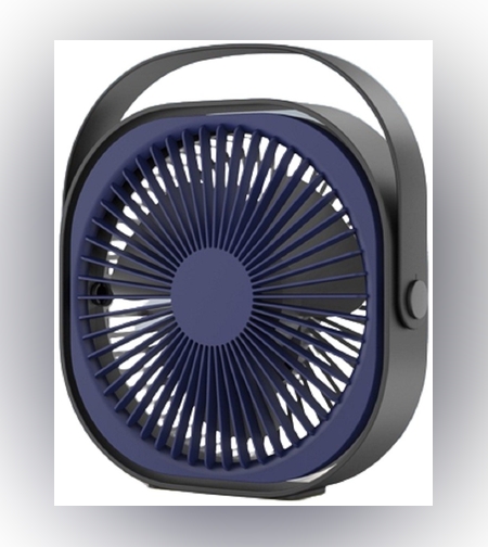 Mini ventilator pentru birou cu usb, Flippy, rotire 360 grade, 3 viteze, 4000 mA, 13.5 x 12,8, Albastru