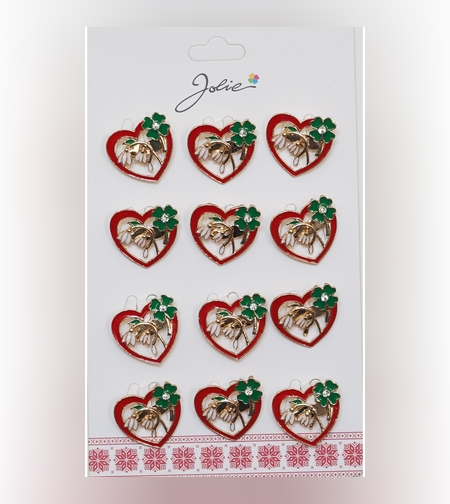 Set 12 Brose Martisor Primavara Inima cu Ghiocei si Trifoi