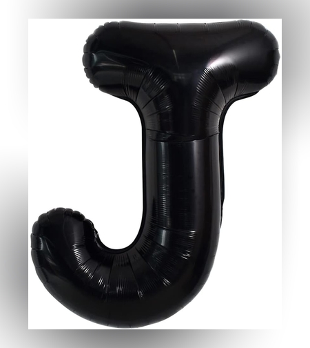 Balon Folie Metalizata Litera J, Flippy, 40 cm, Umflati cu Heliu sau Aer, Ambalaj Individual, Pai inclus, Negru