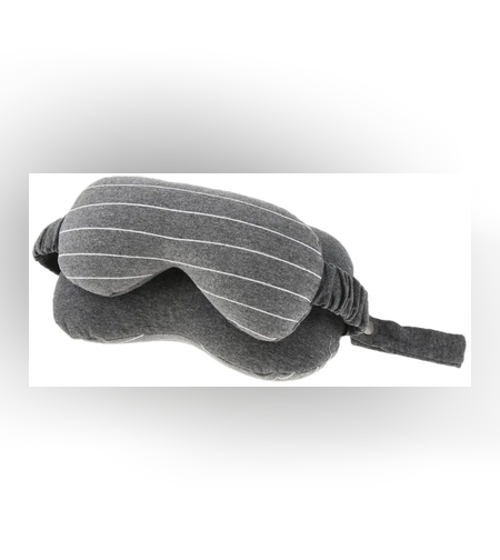 Masca de dormit, Flippy, 2 in 1, cu Tetiera, din Particule de Spuma si Bumbac, Gri Inchis