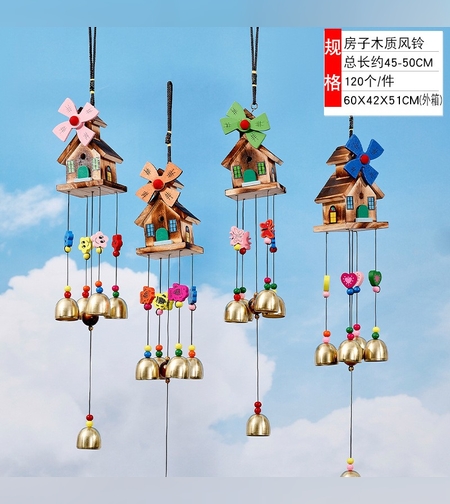 Decoratiune gradina pentru vant, Flippy, 45-50 cm, casute diverse, Multicolor