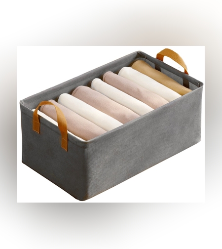 Cutie Depozitare Flippy, pentru Haine, lucruri, din Textil cu Cadru Metalic, Manere Laterale, forma Dreptunghiulara, 47 x 28 x 20 cm, volum 26 L, Gri