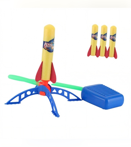 Jucarie pentru copii, Flippy, lansator rachete cu piciorul, 3 rachete fara lumini