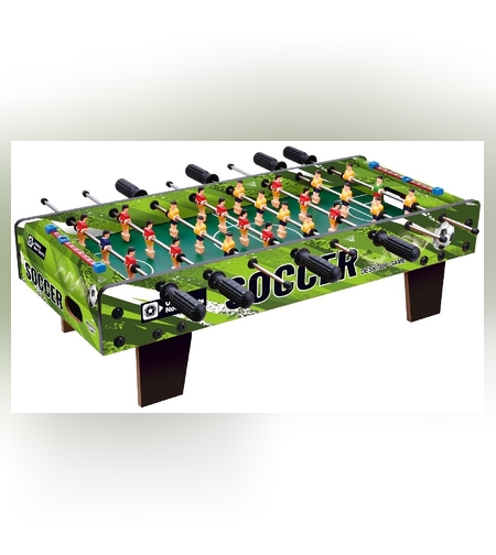 Masa de Fotbal cu Teren, Flippy, cu Picioare Scurte, 8 Manere, Tablou de Scor, 64 x 20 x 47 cm, din Lemn/Otel/ABS, Verde