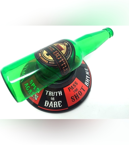 Joc de baut Spin the Bottle Flippy, invarte sticla si accepta provocarea, 2-6 jucatori, material ABS, 18 x 12 cm, multicolor