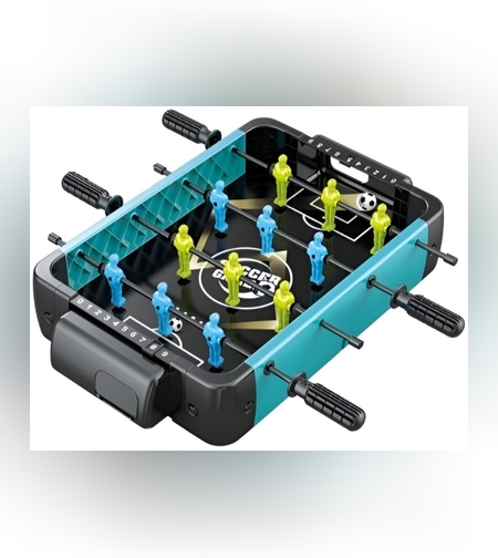 Masa de Fotbal cu Teren si 12 Jucatori Flippy, 4 Manere, 2 Mingi, cu Tablou Scor, din ABS, 47.5x32x8.5 cm, Design Multicolor, pentru Copii/ Adulti