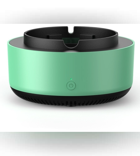 Scrumiera Multifunctionala cu Absorbtie, Flippy, Incarcare USB, cu Purificator de Aer, Scrumiera cu Absorbtie Fum, 14,5 x 14 x 7,5 cm, Verde