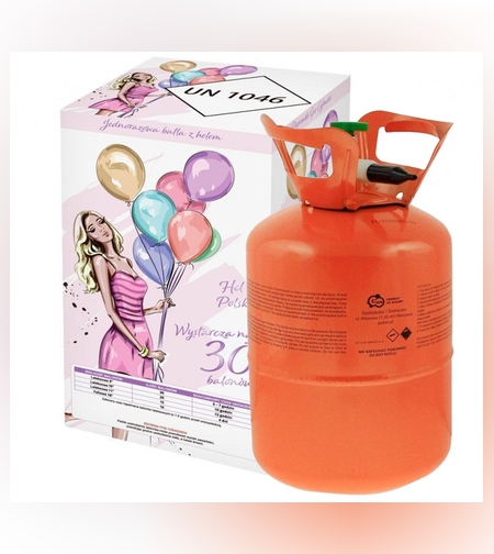 Butelie Heliu de Unica Folosinta, Flippy, Butelie pentru 30 Baloane Latex, ideala pentru Petreceri si Evenimente, 0.20 m3, 24 x 24 x 42 cm, Rosu