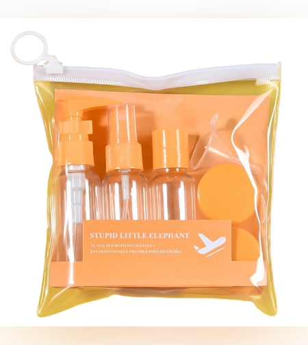 Set Recipiente pentru Cosmetice, Flippy, 5 Piese, cu Gentuta, pentru Calatorii, Reutilizabile, Portocaliu, Material Plastic, 40 ml, 10g