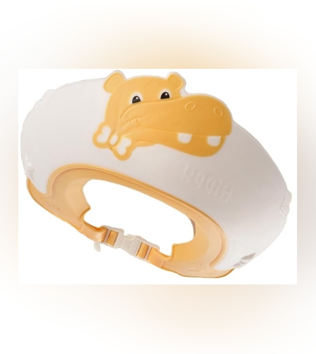 Viziera de Protectie Baie Pentru Copii, Fippy, Model Hipopotam, Dimensiune ajustabila, Durabil, Usor de curatat, Impotriva Samponului, pentru Ochi si Urechi, TPE+PP, 22x21 cm, Galben