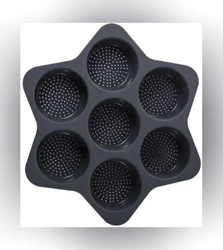 Forme de Silicon pentru Copt, Flippy, 7 Forme Rotiunde, pentru Burgeri si Prajituri, 38.5 x 4 cm, Negru