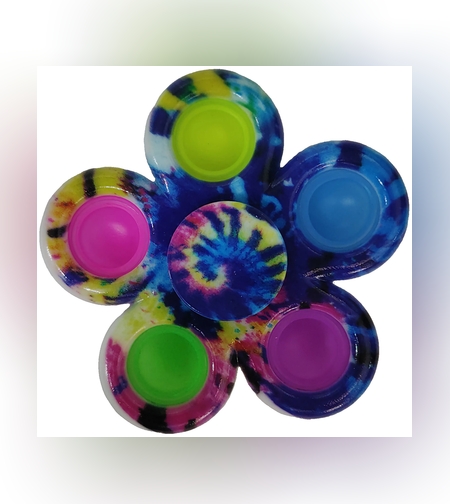 Jucarie antistres simple dimple fidget toy spinner cu 5 buline, Multicolor Rainbow