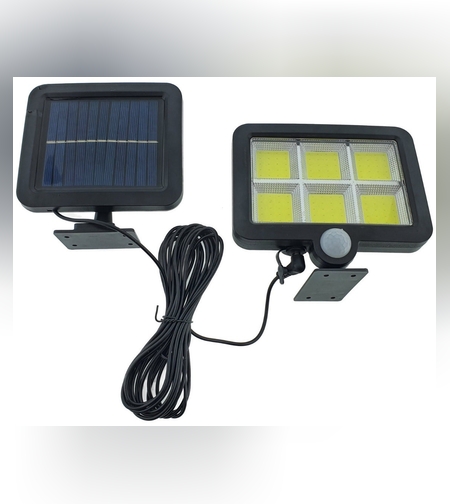 Lampa Solara LED 120 COB, Flippy, 6 Grile, Senzor de Lumina si Miscare, Lungime Cablu 4.8 m, Lumina Alba