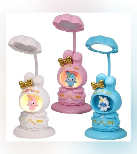 Lampa de Veghe, Flippy, cu Ascutitoare de Creioane, 2 Functii de Lumina, de Birou si de Veghe, Model Iepuras, Incarcare USB 10 x 29 cm, Multicolor