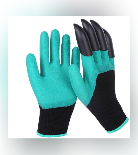 Manusi de Gradinarit cu Gheare, Flippy, Manusi Universale Marime L, Rezistente la Uzura, Impermeabile, Multifunctionale pentru Sapare si Plantare, Negru Verde deschis