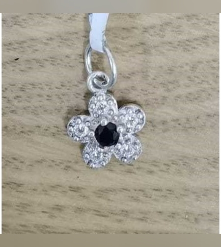 Pandantiv din Argint 925, Jolie Silver, Model Floare Cu Pietre, 0.9 g, 1 x 1 cm, Negru