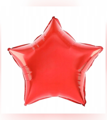 Balon din Folie Metalizata, Flippy, Figurina Stea, Model Simplu, Tematica Aniversare, 40 cm, Ambalaj Individual, Pai Inclus, Umflare cu Aer sau Heliu, Rosu