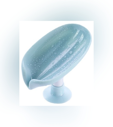 Savoniera Flippy, cu scurgere, pentru sapun, cu ventuza, material ABS, 13 x 8.5 x 10.5 cm, albastru