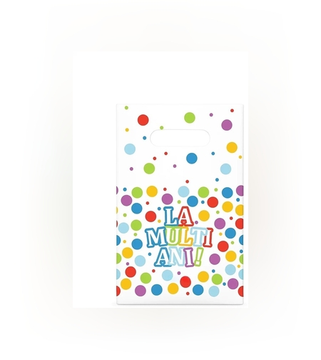 Set 10 Pungi de Cadou, Flippy, Colectia LA MULTI ANI, 16.5 x 25 cm, din Plastic, Multicolor