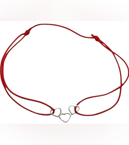 Bratara Snur Reglabil, Argint 925, Inimi Unite, Jolie Silver, 0.6 g, 1.5 cm x 1 cm