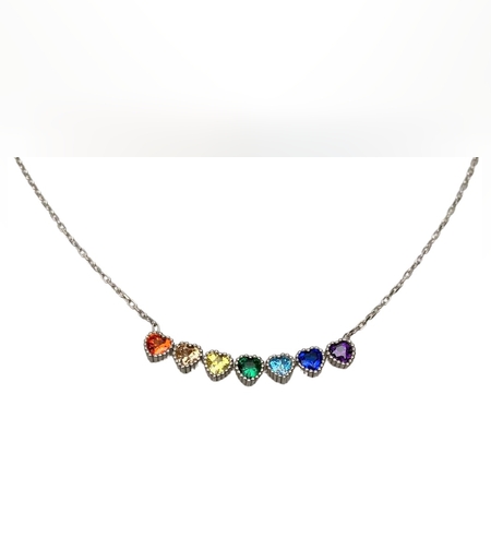 Colier Argint 925 Inimi Colorate 44 cm
