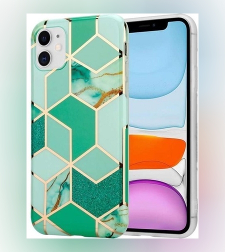 Husa protectie Flippy compatibila cu Samsung Galaxy S21 Ultra Soft IMD TPU Marble Geometric Verde