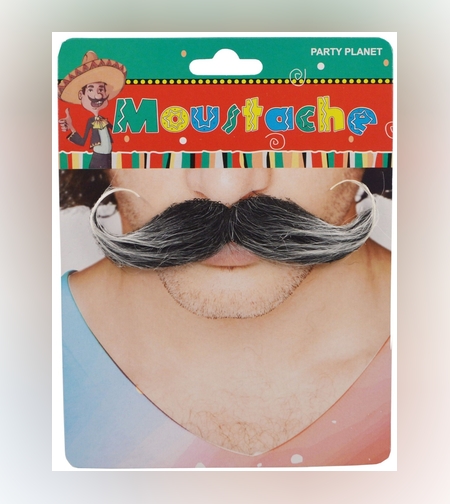 Mustata Falsa pentru Deghizari, Flippy, Petreceri Tematice, din Panza, Autoadeziv, 13 x 4 cm, Model Grizonat 1, Negru/Alb